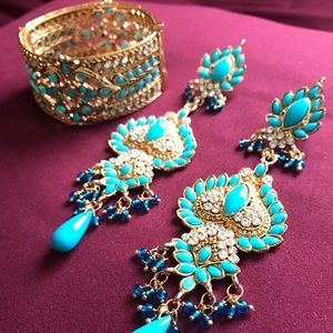 Pakistani Indian traditional earrings and bracelet